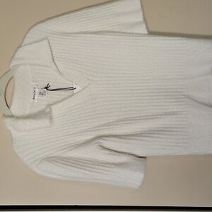 BAILEY 44 Fuzzy Ribbed Collared Short Sleeved Sweater White Medium